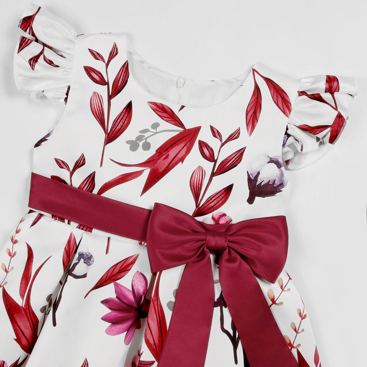 Little Girls Flying Sleeve Floral Birthday Party Dresses childrensterritory