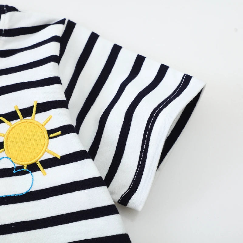 Striped Cartoon Animals Design Little Boys Cotton T-Shirts childrensterritory