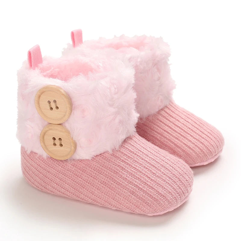 First Walker Girls Pink Warm Cute Fur Velvet Snow Boots childrensterritory