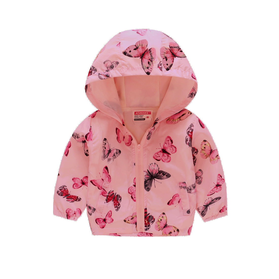 Kids Girls Colorful Cartoon Prints Windproof Hooded Jackets childrensterritory