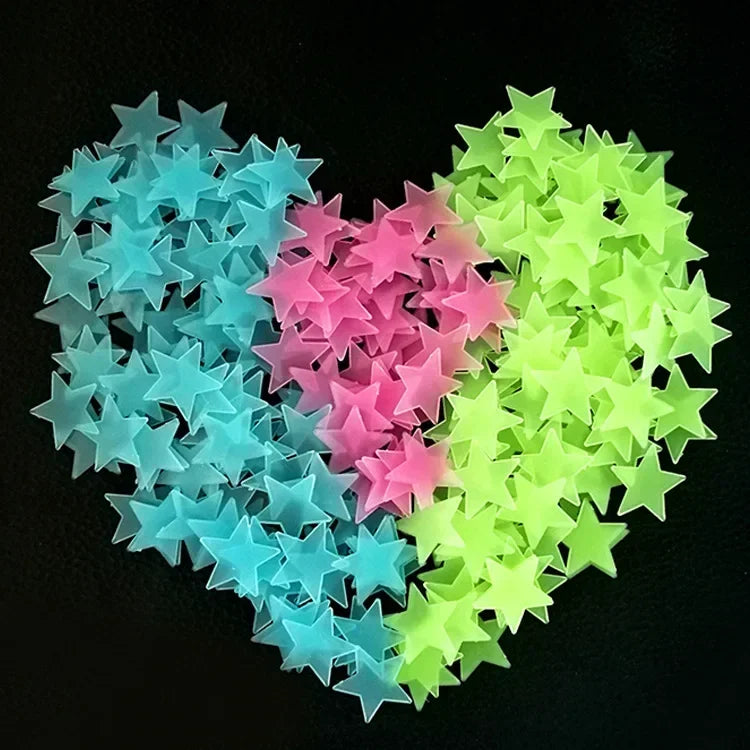 3D Fluorescent 50/1000Pcs Glow-in-the-Dark Stars Wall Stickers childrensterritory