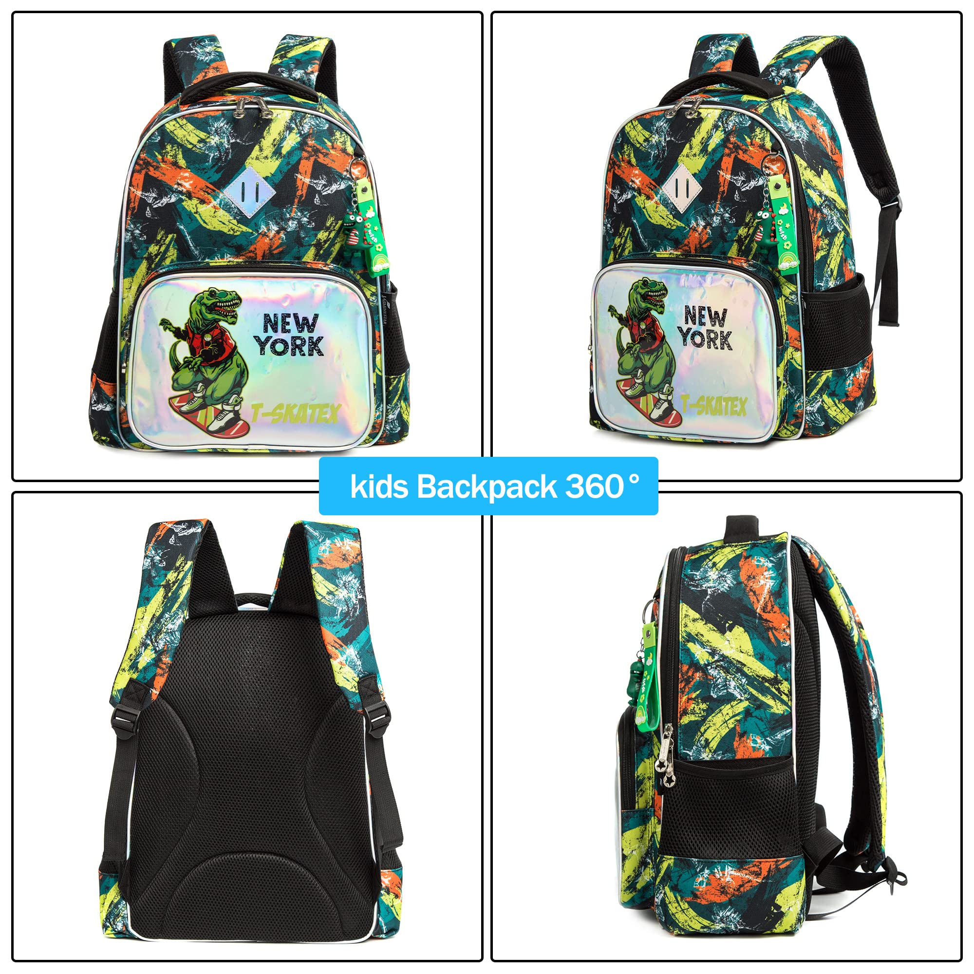 Kids 3pcs School Backpack of Astronaut and Dinosaurs Print childrensterritory