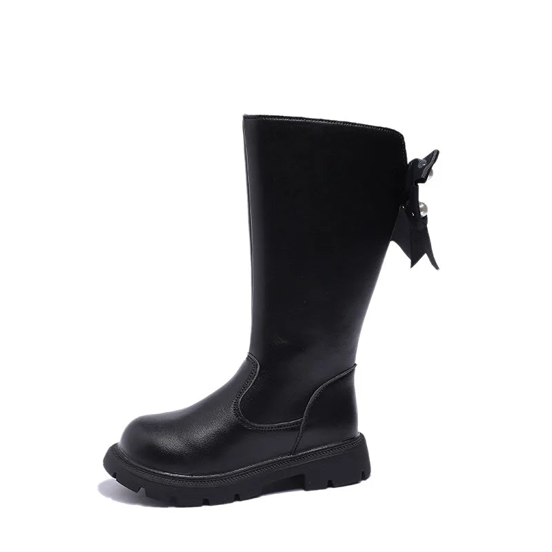 Kids Girls Long Warm Snow Boots With Bow Design childrensterritory