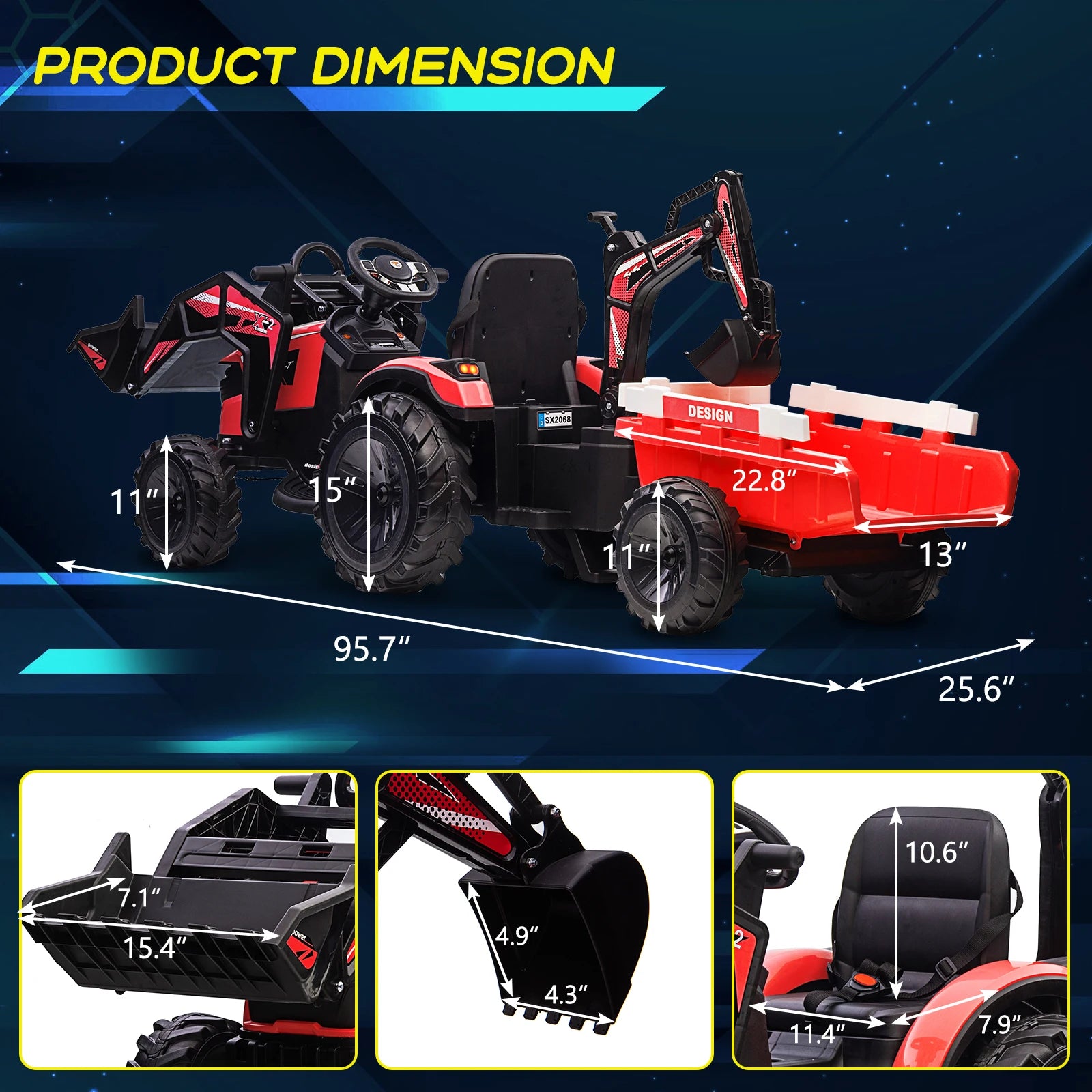 3 in 1 Remote Control Kids Ride on Tractor, Excavator & Bulldozer Toy childrensterritory