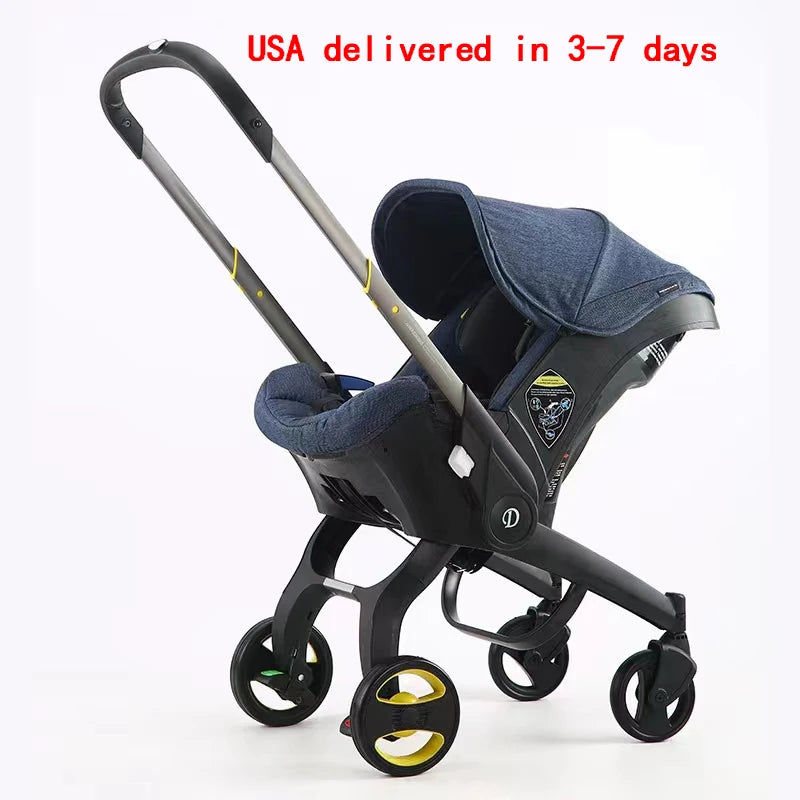 Foldable 3-in-1 Baby Carriage Prams with Car Seat childrensterritory