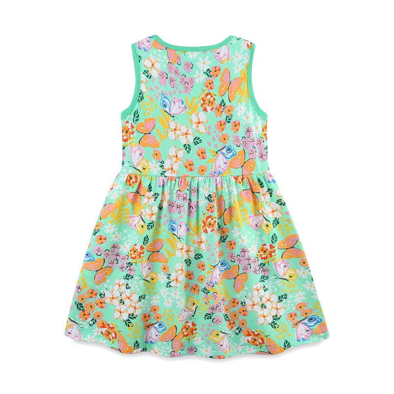 Cartoon Fruits Print Kids Girls Summer Holiday Dresses