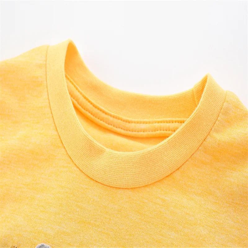 Cartoon Embroidery Short Sleeves Summer Tops for Kids Girls