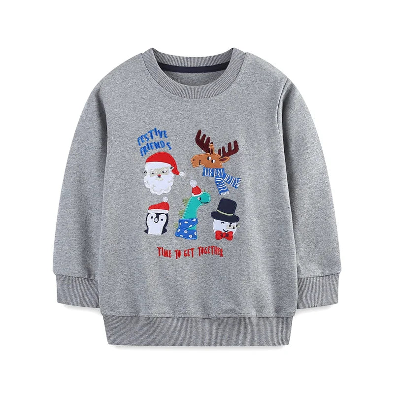 Cartoon Animal Print Long Sleeve Kids Boys Sweatshirts