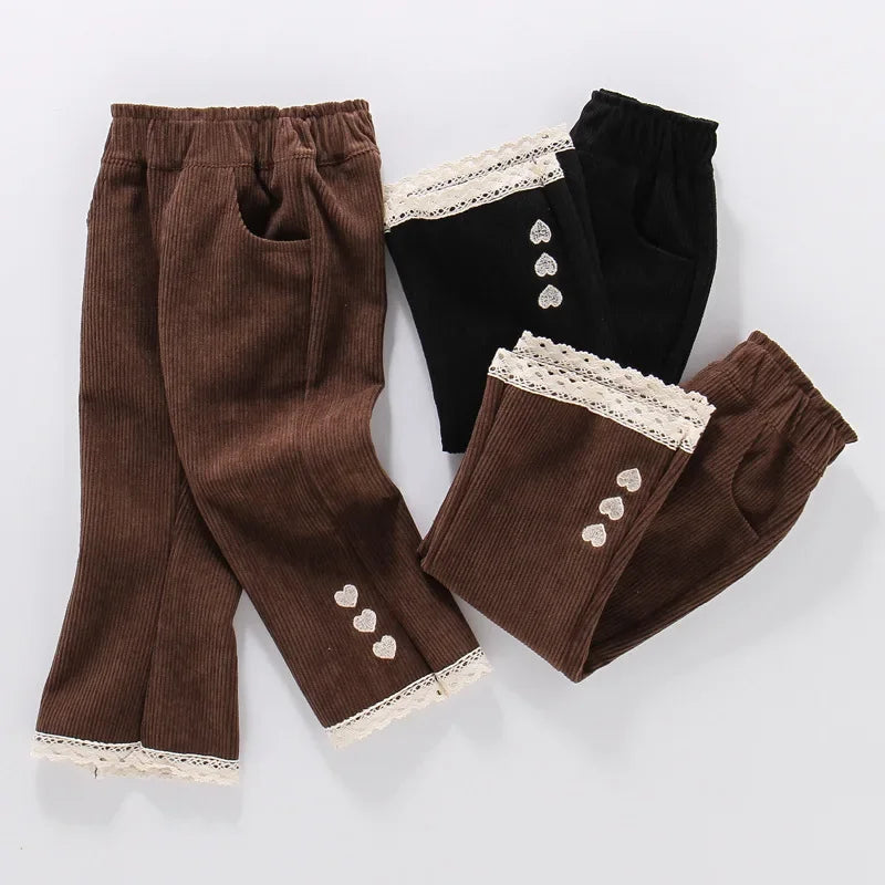 Kids Girls Corduroy Long-Flared Pants for Spring Autumn childrensterritory