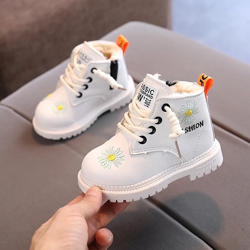 Baby/Kids Girls Boys PU Leather Lace-Up Ankle Boots childrensterritory