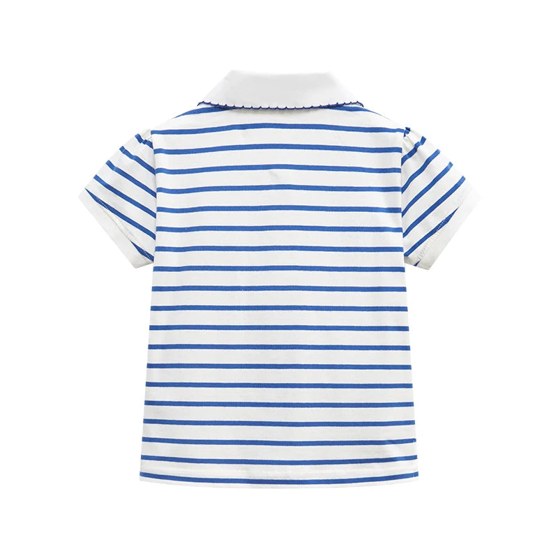 Little Girls Striped Cartoon Ladybug Design T-shirts childrensterritory