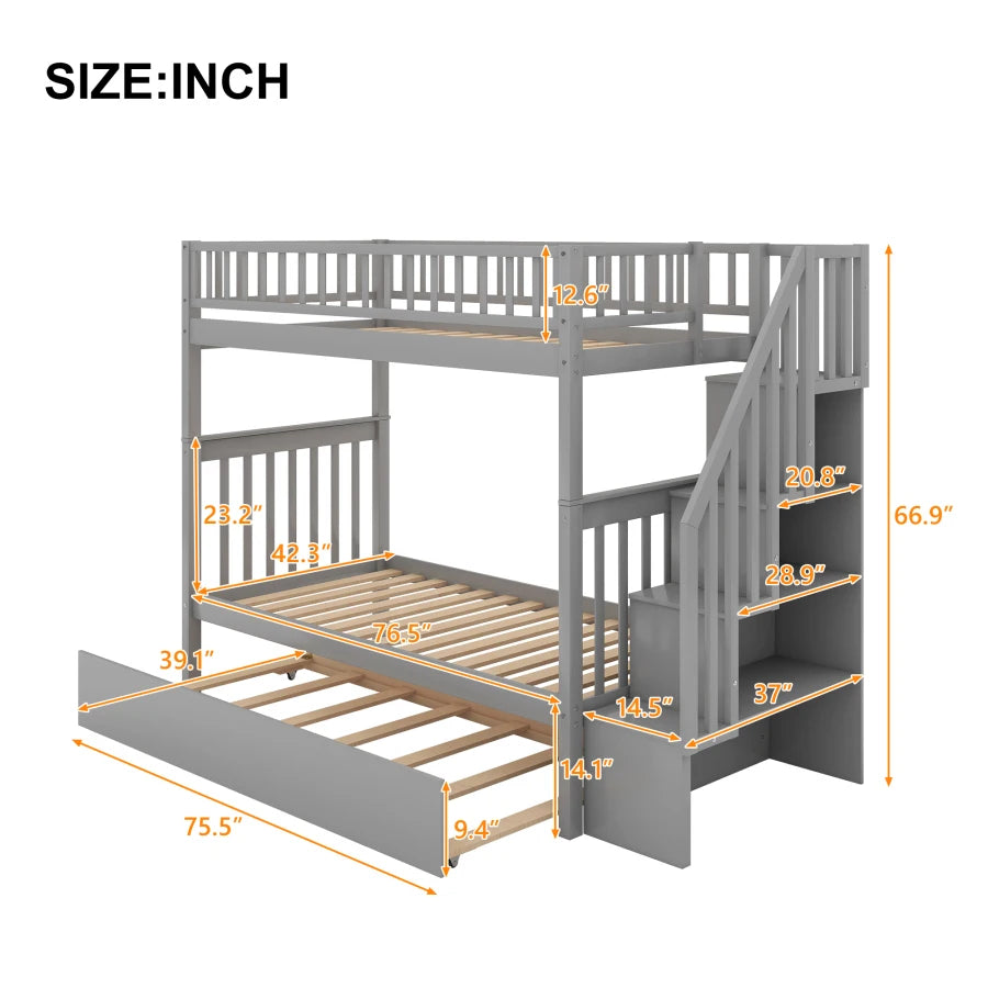 Twin over Twin Bunk Bed for Kids&