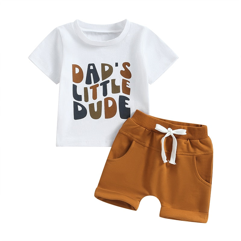 Baby Boy Letter Print T-Shirts and Solid Shorts Summer Set childrensterritory