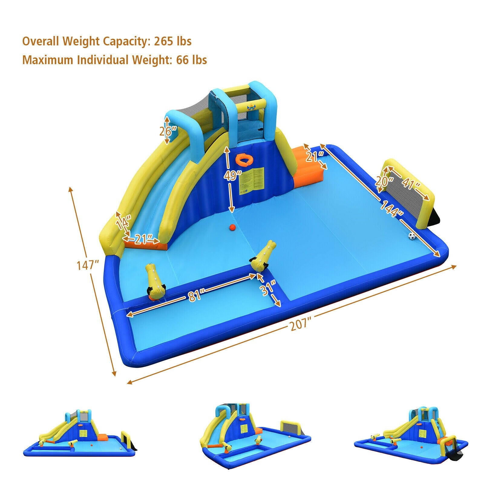 6-in-1 Mega Inflatable Water Slide Bounce House for Kids childrensterritory