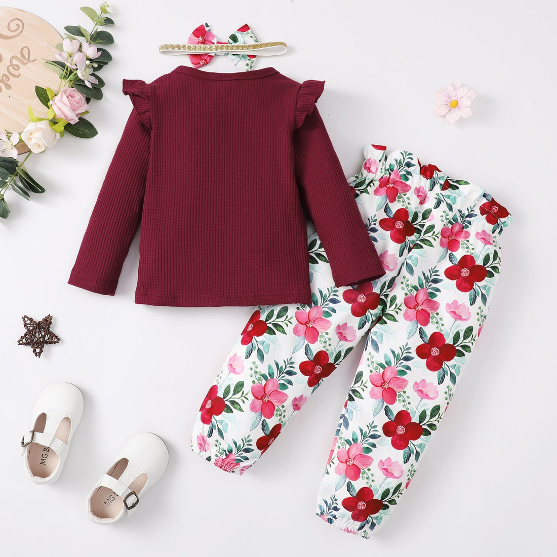 1-5 Years Girl 3pcs Clothing Set(Top +Pants+Headband) childrensterritory