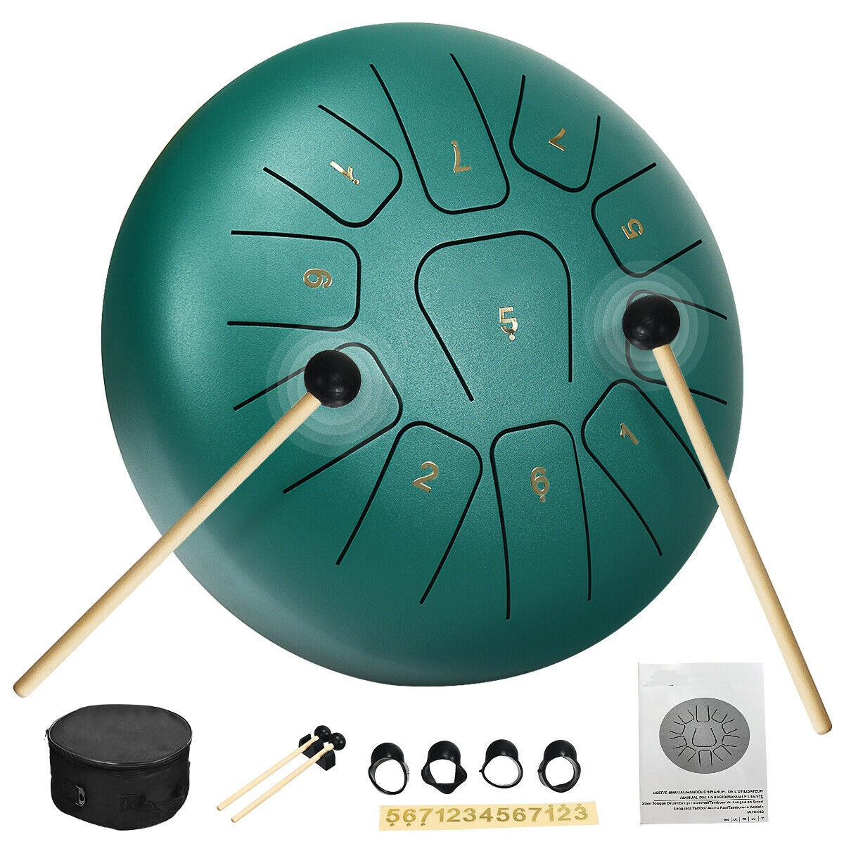 10" Steel Tongue Drum w/ Bag Mallets & Finger Picks childrensterritory