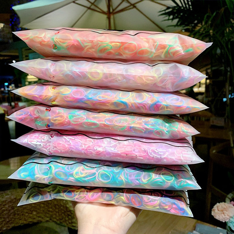 1000Pcs/Pack Colorful Disposable Ponytail Holder for Girls childrensterritory