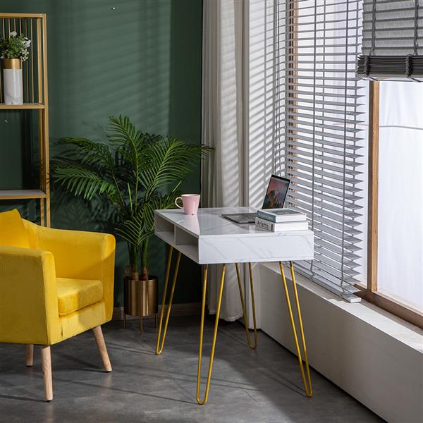 103x55x80cm Marble Computer/Study Table W/ Iron Foot childrensterritory