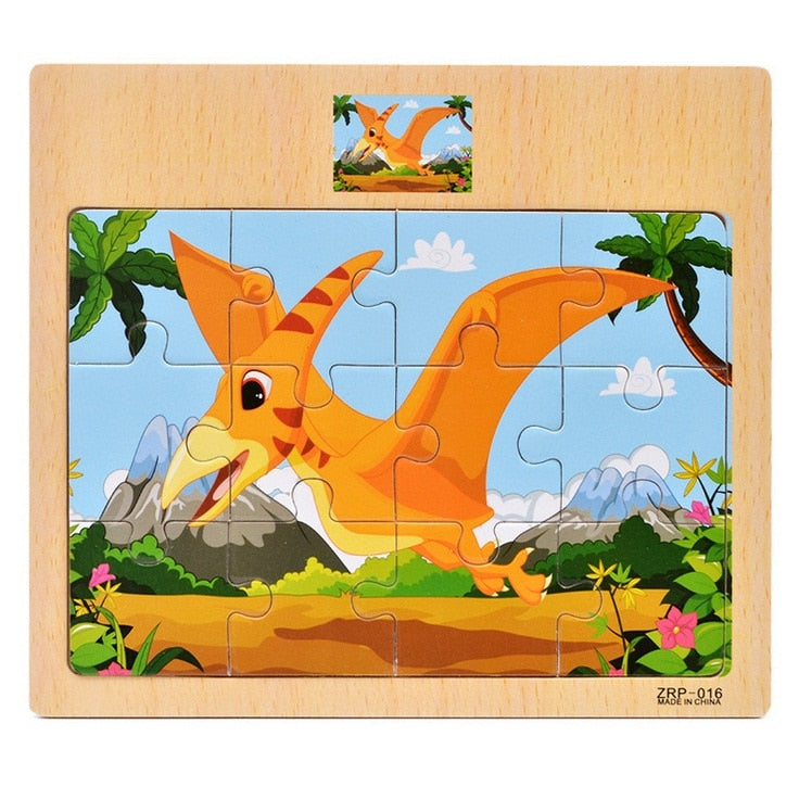 12/9 PCS Wooden Cartoon Animals Puzzle Toys childrensterritory
