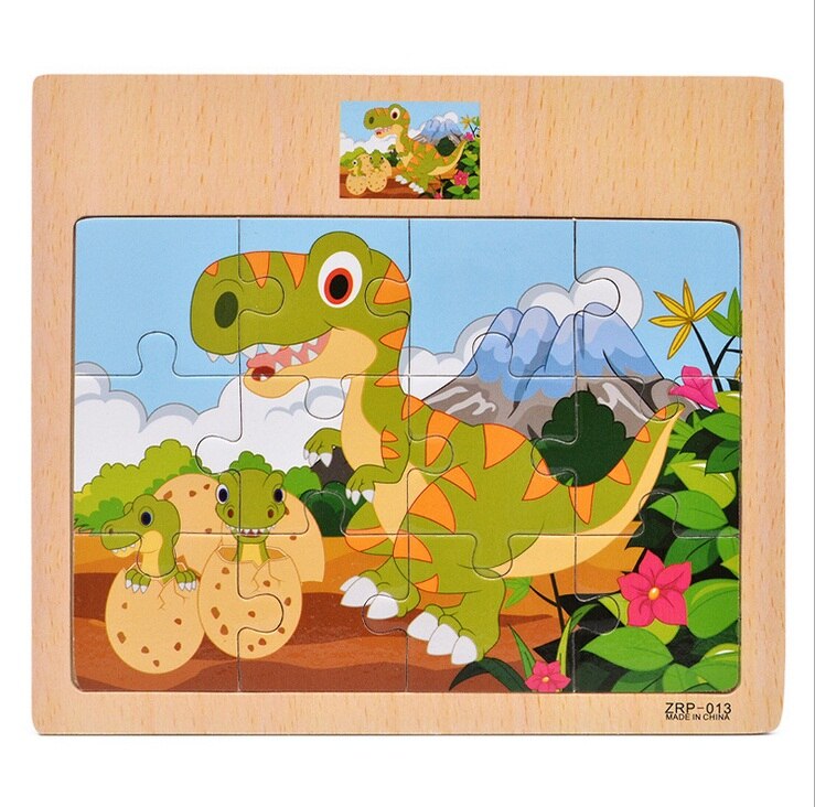 12/9 PCS Wooden Cartoon Animals Puzzle Toys childrensterritory