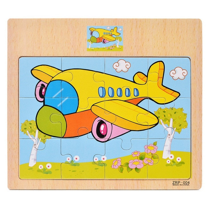 12/9 PCS Wooden Cartoon Animals Puzzle Toys childrensterritory
