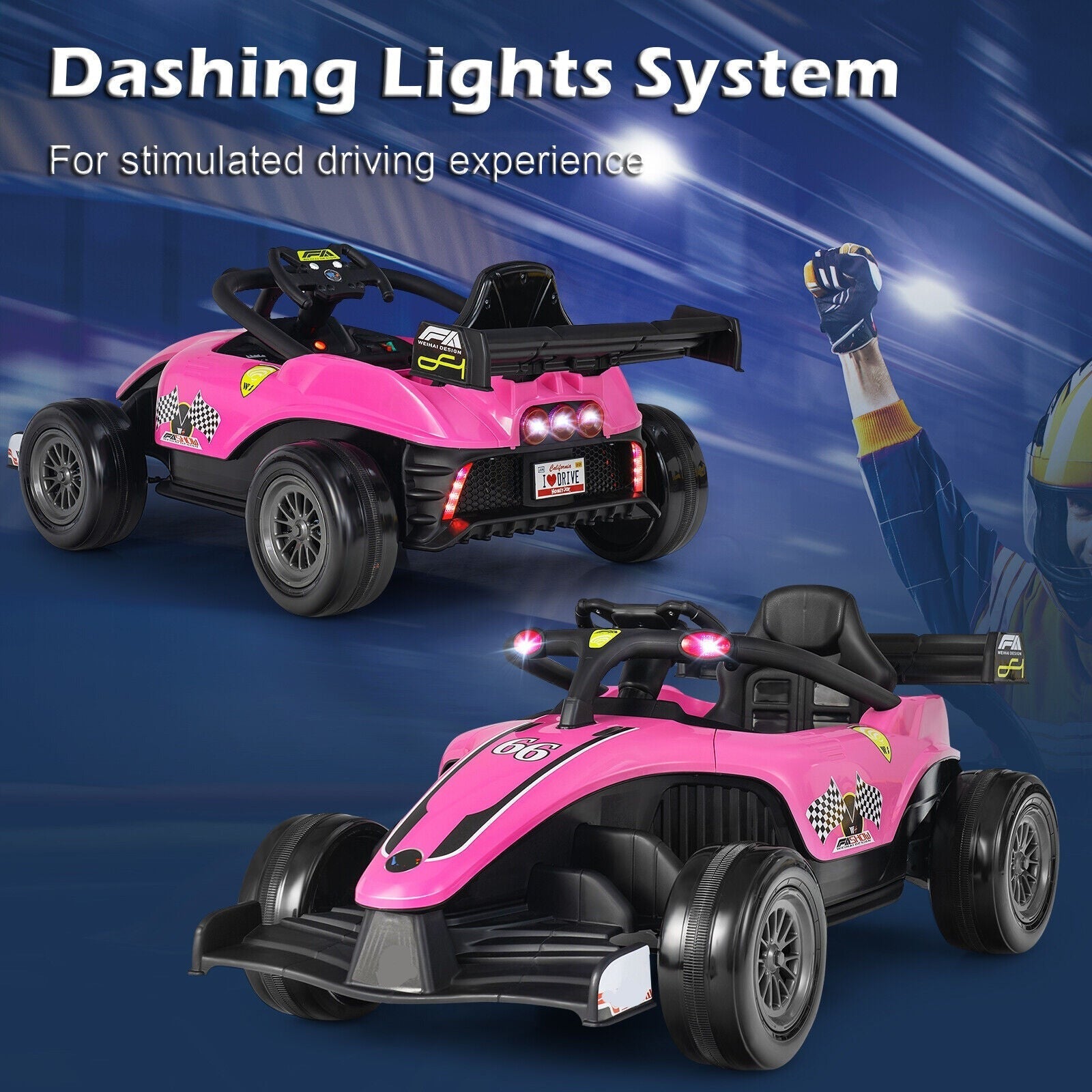12V Kids Electric Racing Remote Control Ride on Car w/ Lights childrensterritory