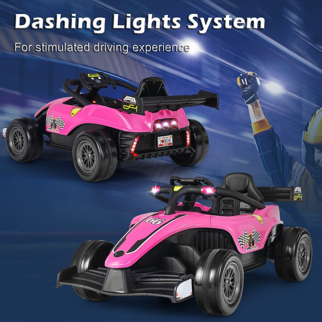 12V Kids Electric Racing Remote Control Ride on Car w/ Lights childrensterritory