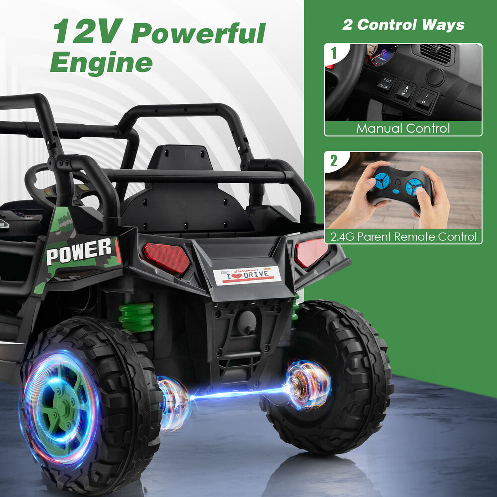 12V Kids UTV Electric Remote Ride-On Truck w/ LED Lights childrensterritory