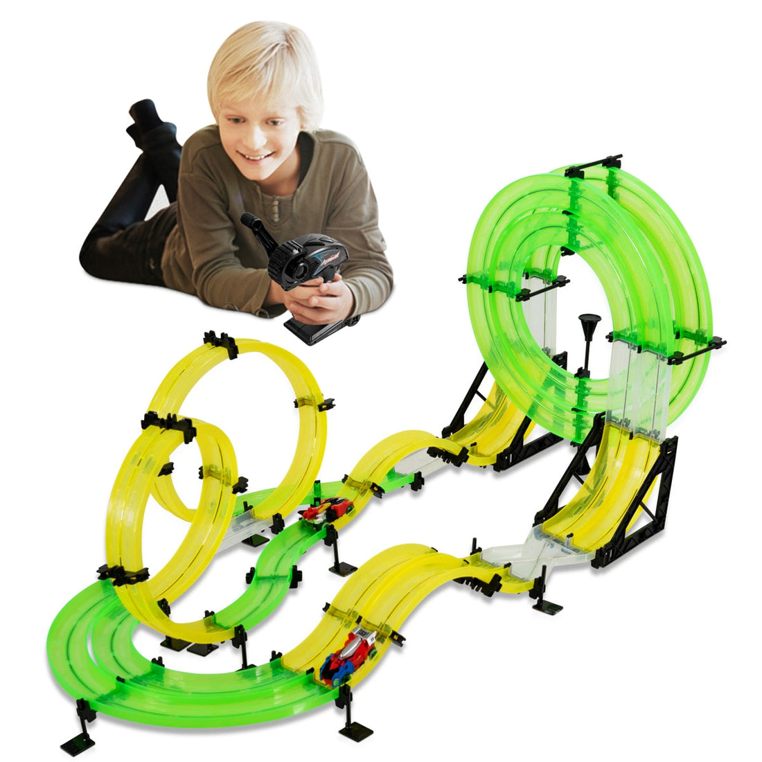 28.5ft Racing Car Rail Track Set Toy for Kids childrensterritory