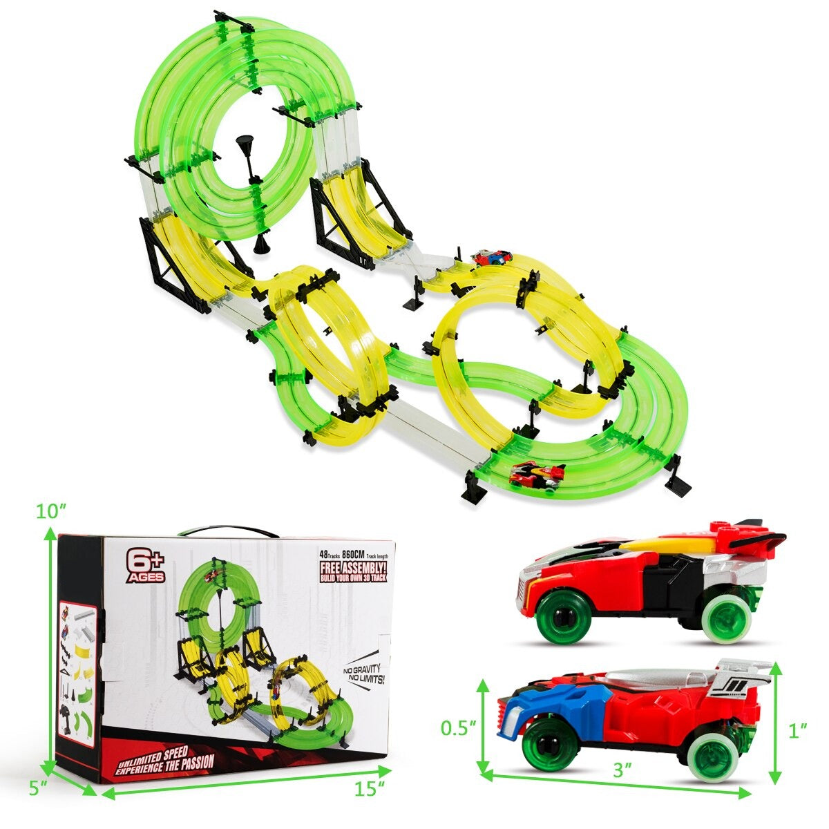 28.5ft Racing Car Rail Track Set Toy for Kids childrensterritory