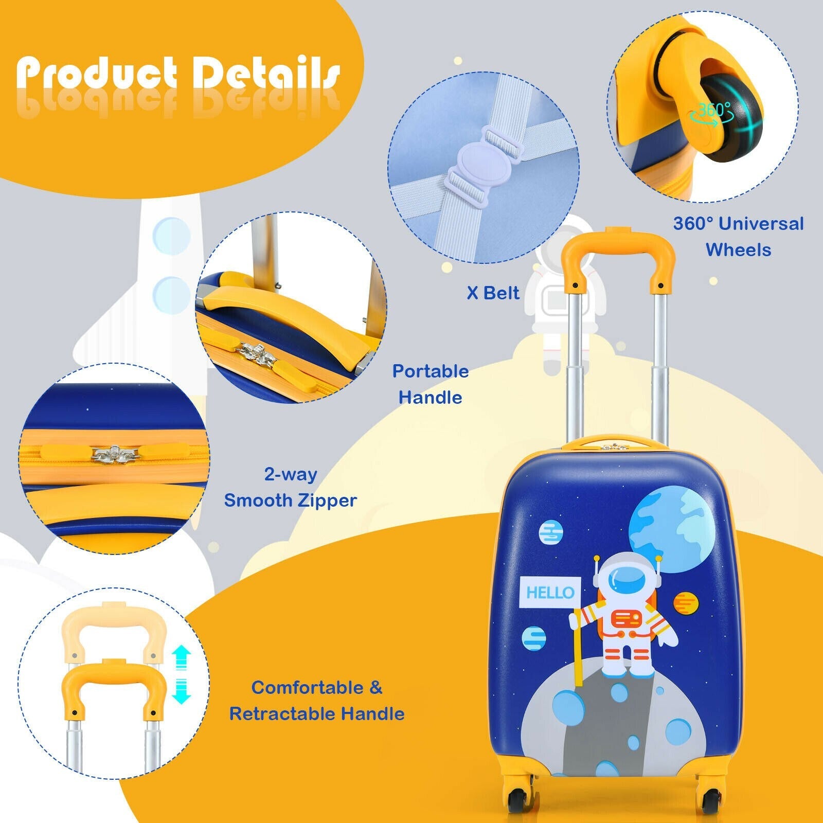 2PC Kids Carry-On Luggage Set for Travel childrensterritory