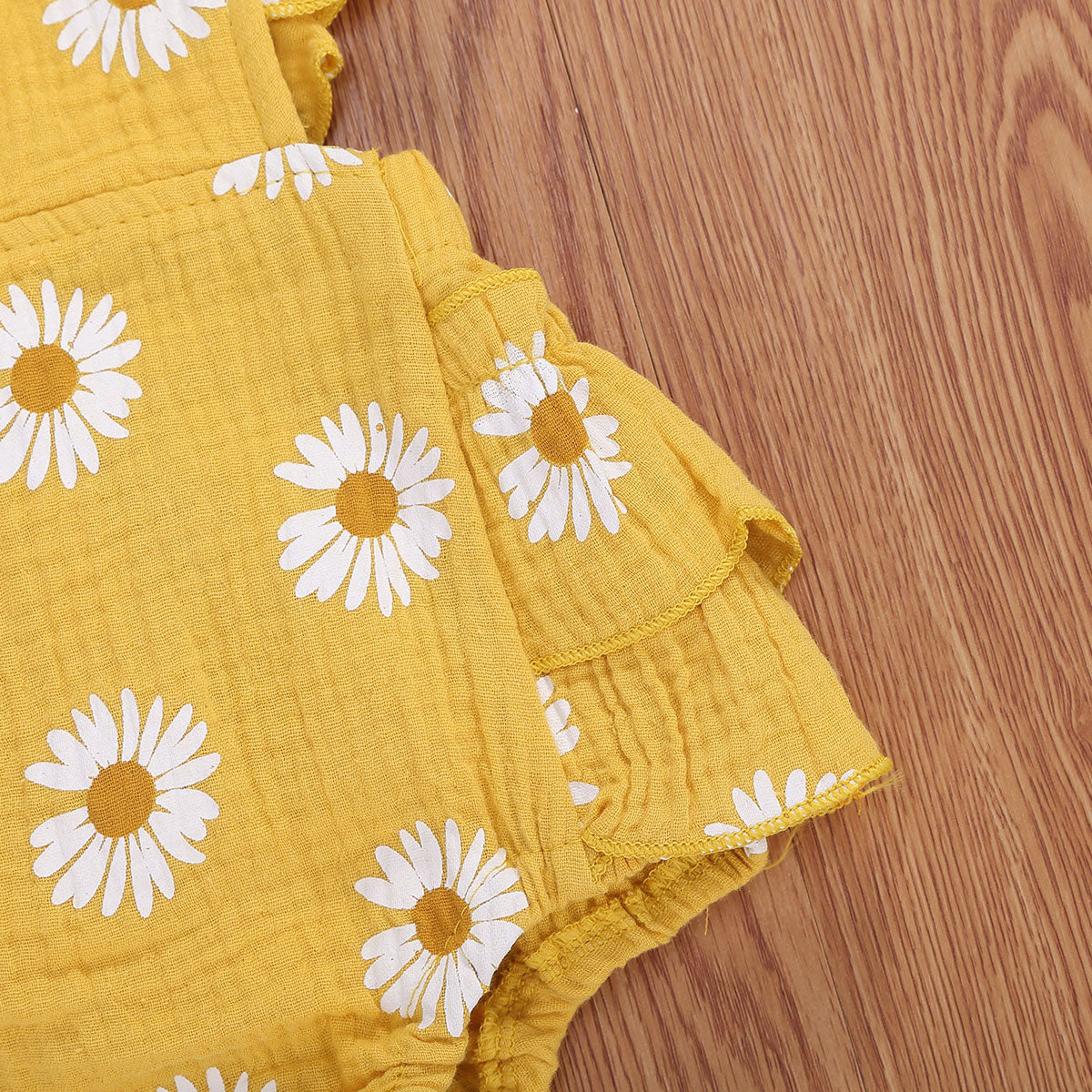 2Pcs Baby Girl Daisy Printed Off Shoulder Romper childrensterritory