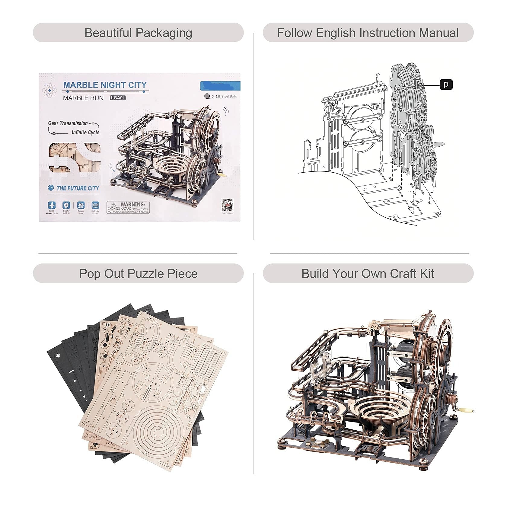 3D Wooden Puzzle Toy Marble Night City for Kids childrensterritory