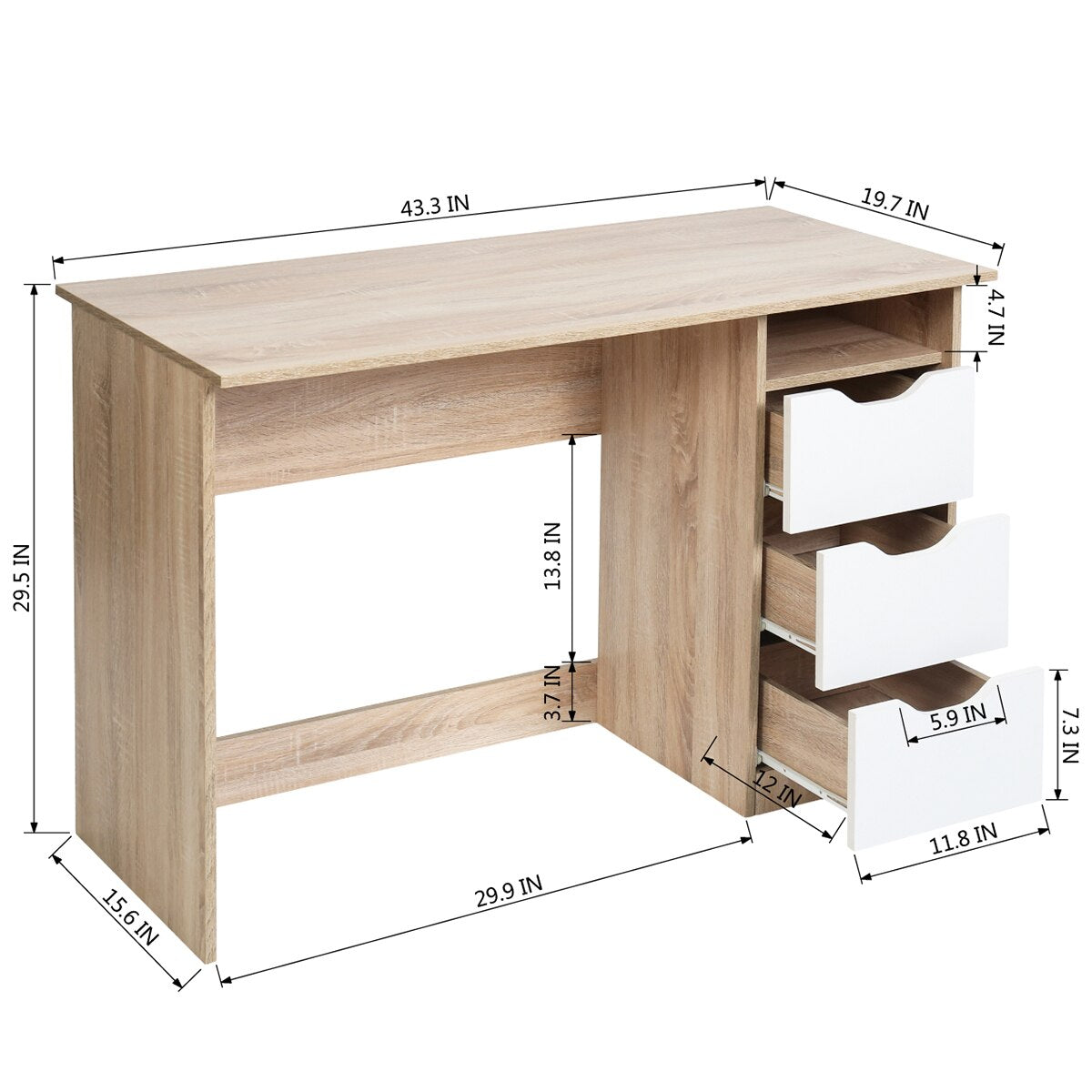 43.3 Inch Wooden Table/Workbench with Drawers childrensterritory