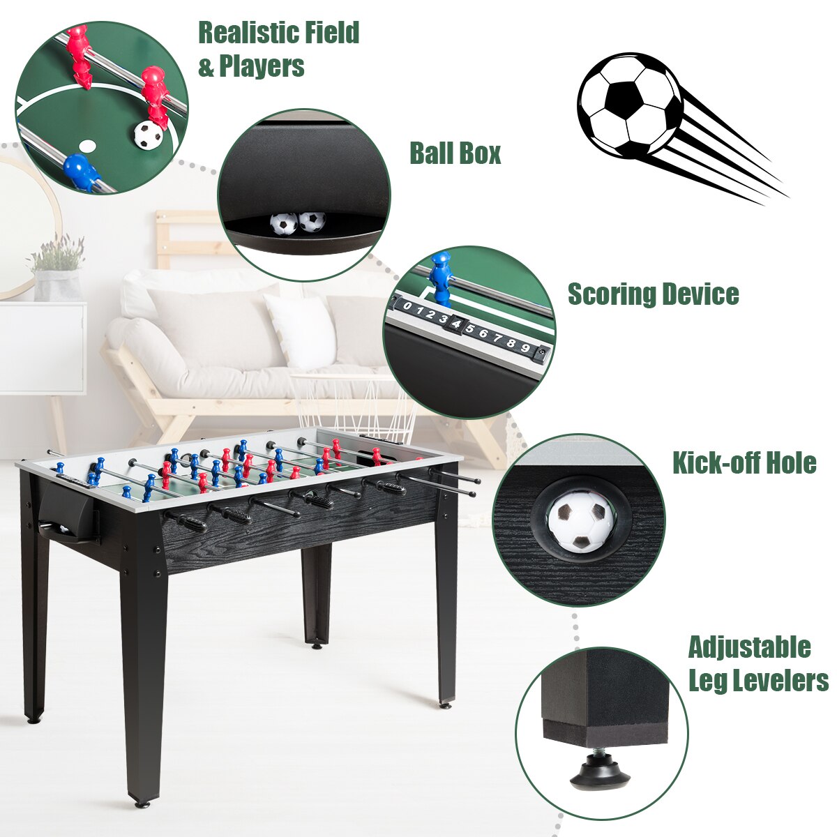 48" Competition Sized Wooden Soccer Football Table childrensterritory