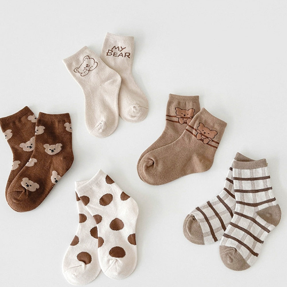5 Pairs/lot Cotton Boys Girls Soft Socks for1-12 Years childrensterritory