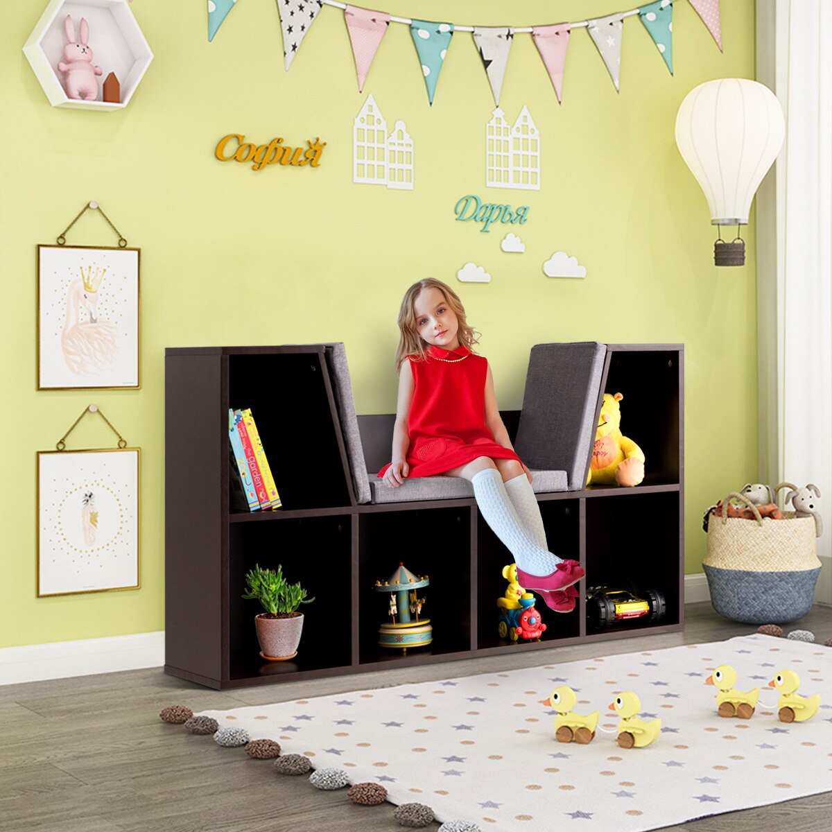 6 Cubby Multi-Functional Kids Storage Cabinet childrensterritory