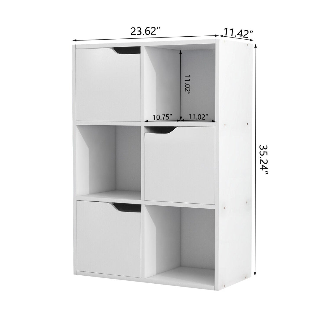 6 Cube Bookcase 3 Cabinets with Doors & 3 Open childrensterritory