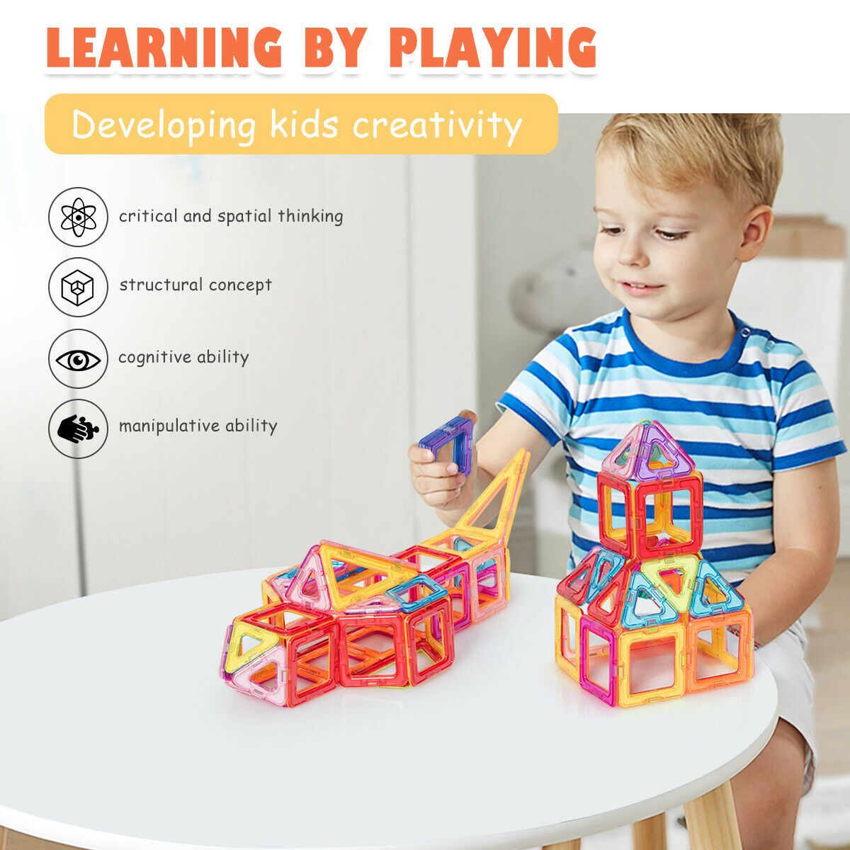 77 Pcs Kids Magnetic Tiles Building Blocks Set/Playboards childrensterritory
