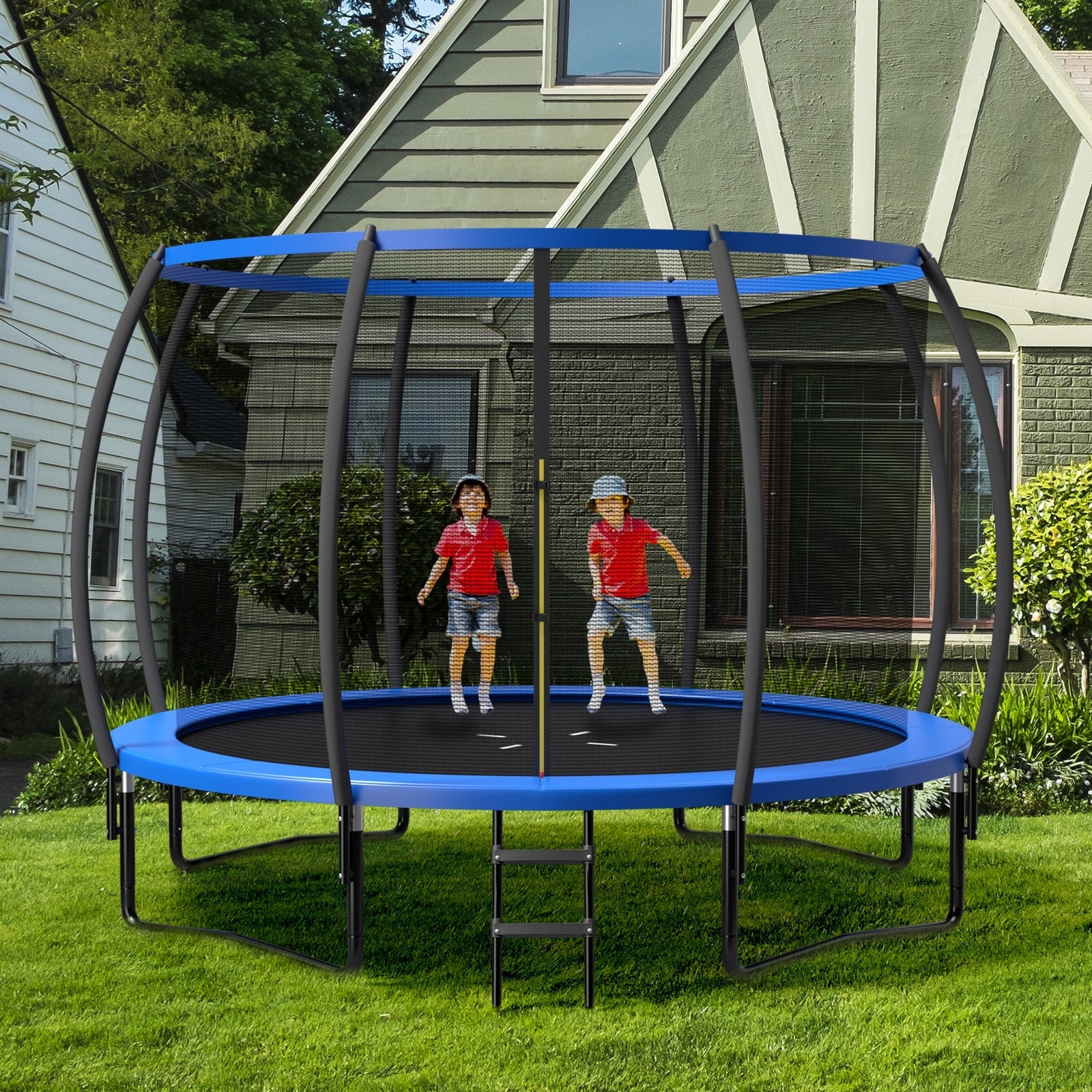 8-12FT Recreational Trampoline with Enclosure Net childrensterritory