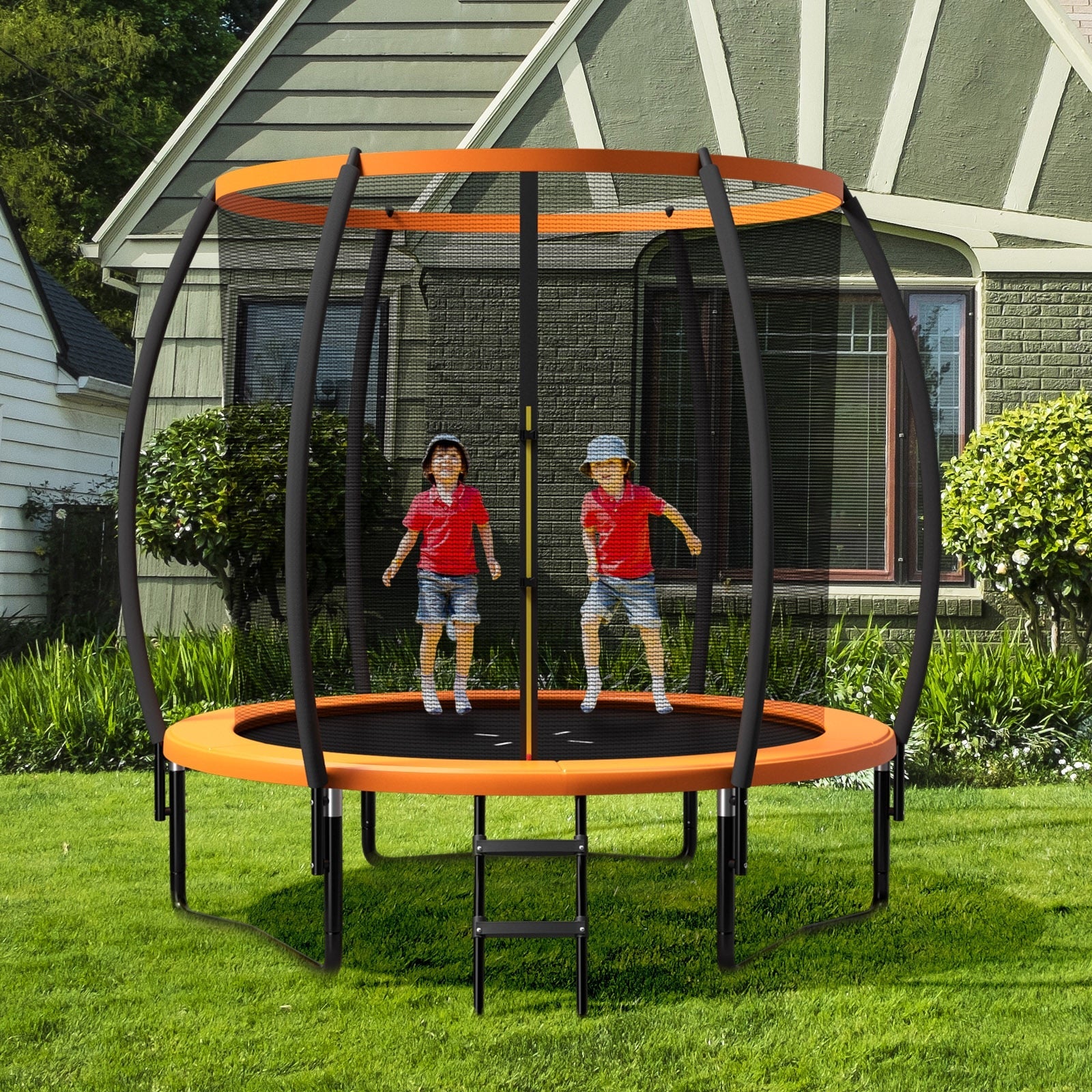 8-12FT Recreational Trampoline with Enclosure Net childrensterritory