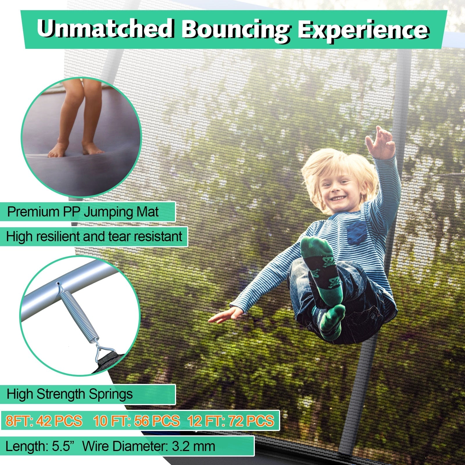 8-12FT Recreational Trampoline with Enclosure Net childrensterritory