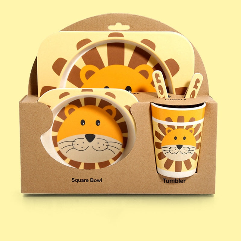 Cartoon Design Bamboo Fiber Tableware for Baby Feeding childrensterritory
