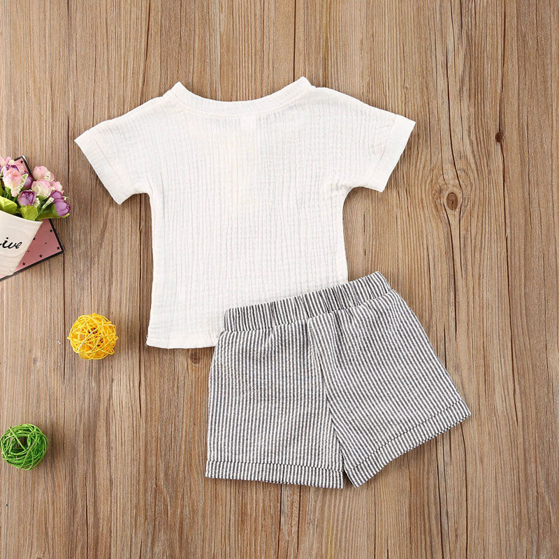 Baby 2Pcs Striped Printed Summer Clothing Set childrensterritory