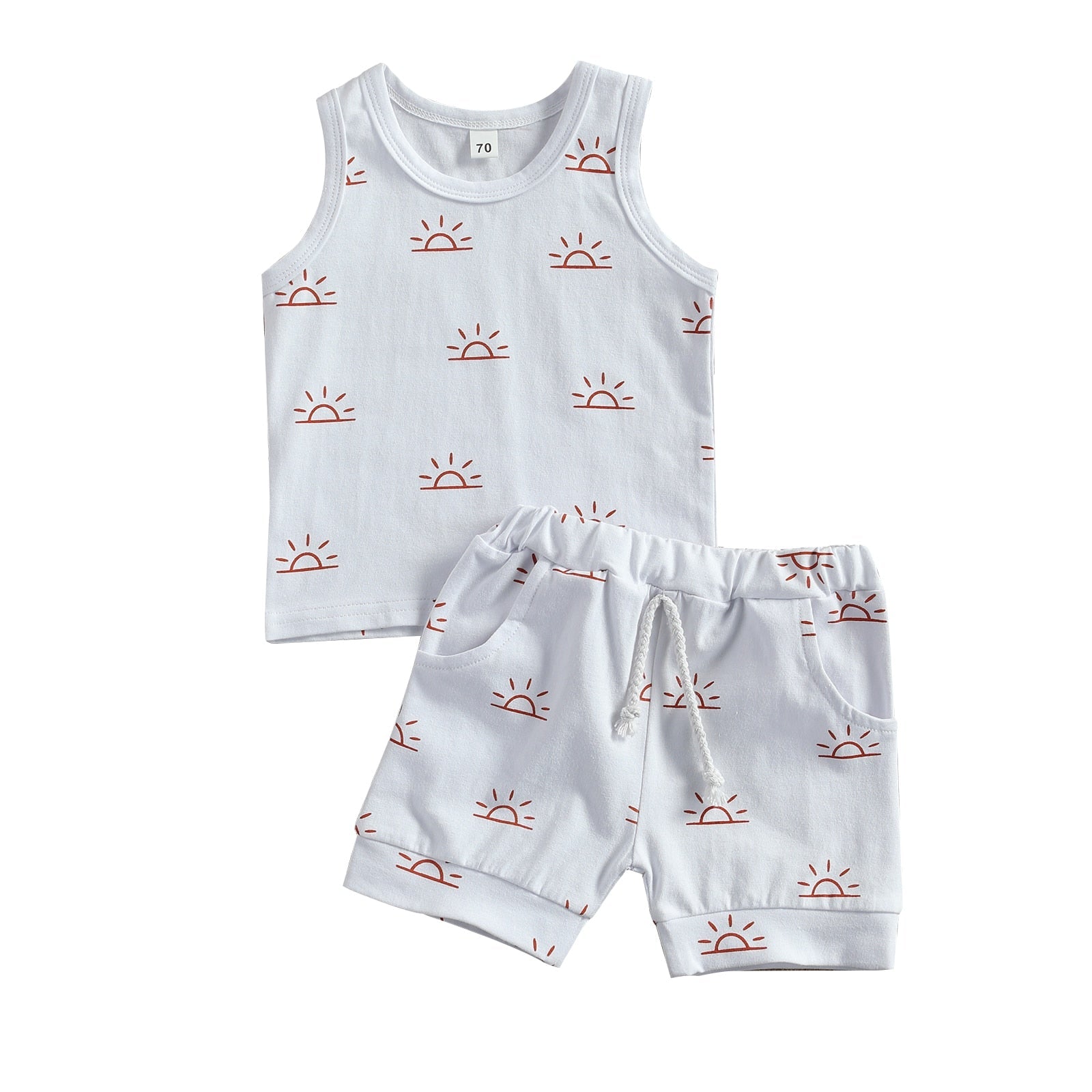 Baby Boy Girl Sun Print Sleeveless 2Pcs Clothes Sets childrensterritory