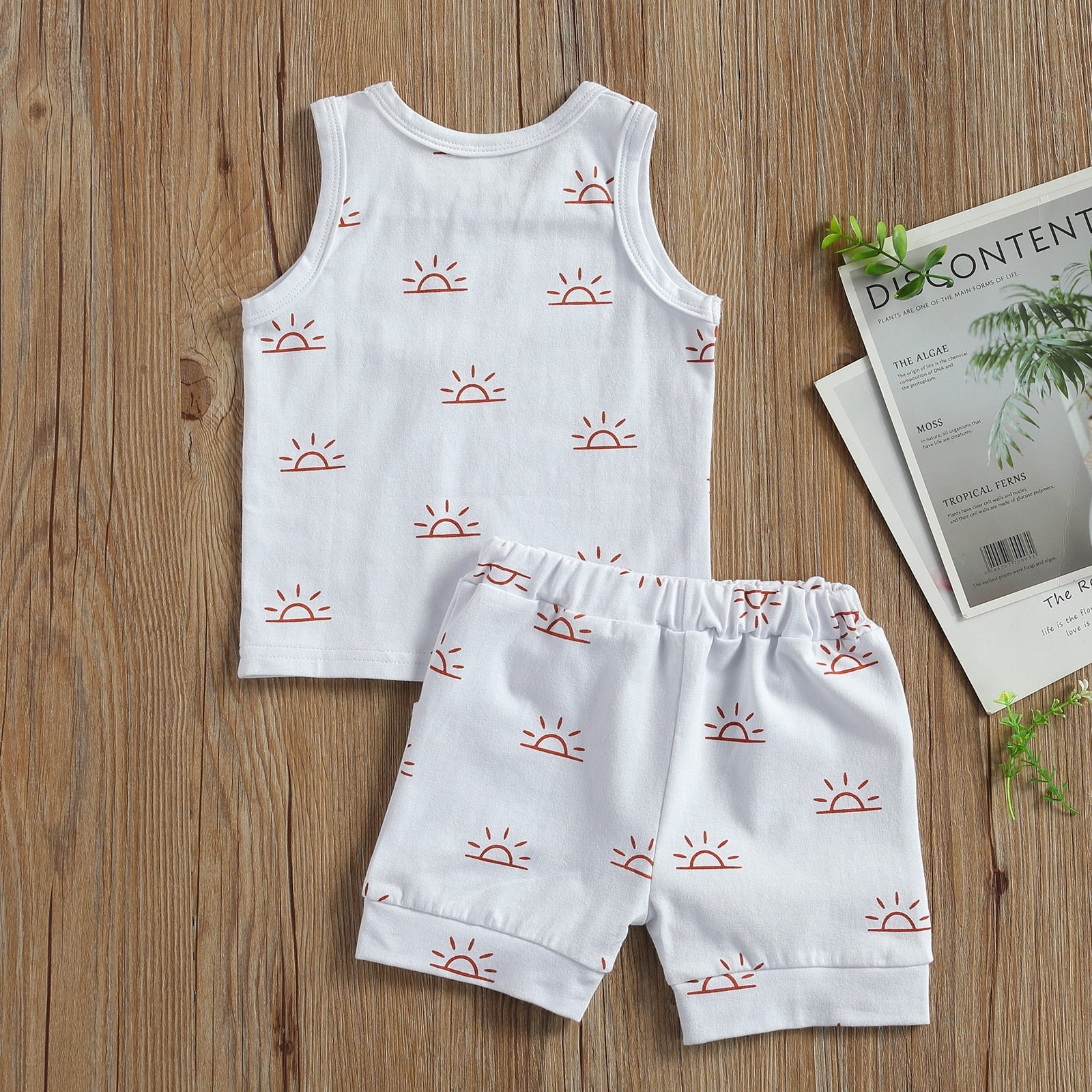 Baby Boy Girl Sun Print Sleeveless 2Pcs Clothes Sets childrensterritory