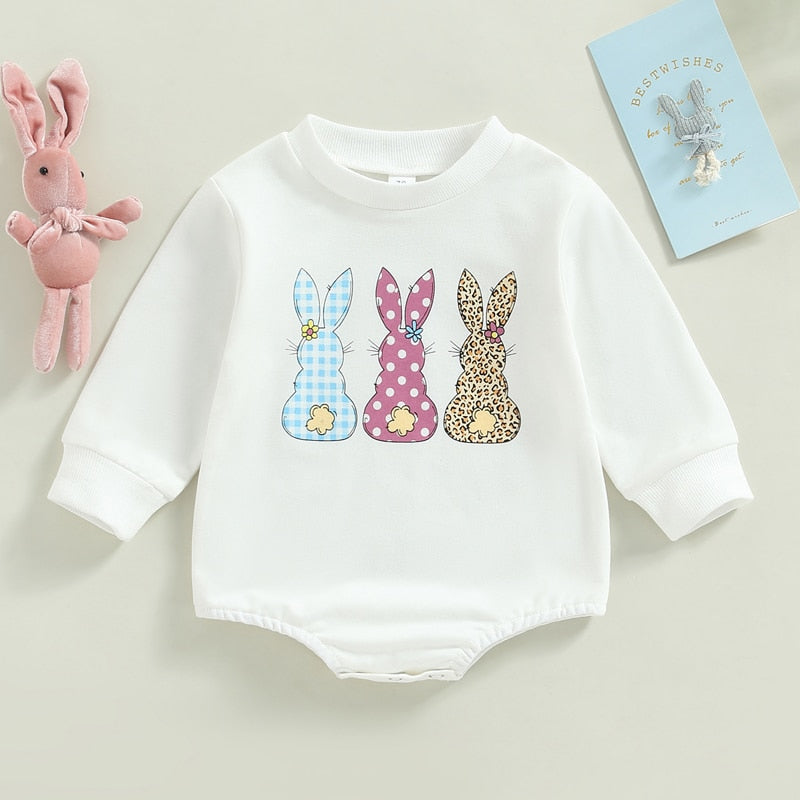 Baby Boy/Girls Rabbits Print Easter Day Bodysuit childrensterritory