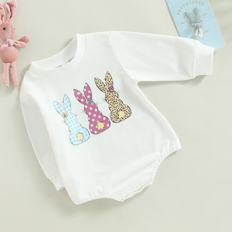 Baby Boy/Girls Rabbits Print Easter Day Bodysuit childrensterritory