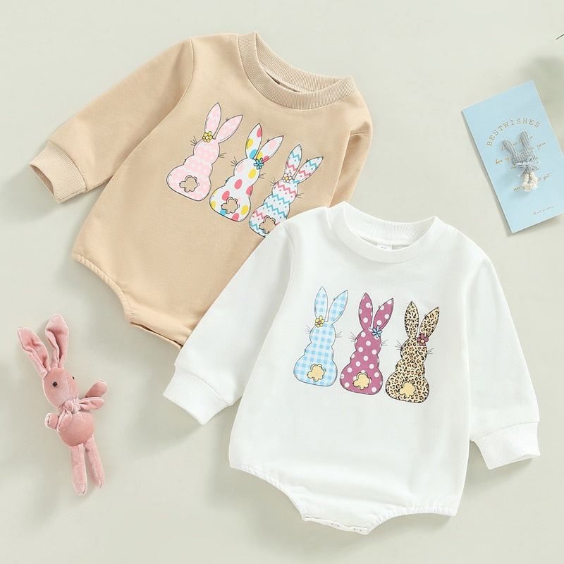 Baby Boy/Girls Rabbits Print Easter Day Bodysuit childrensterritory