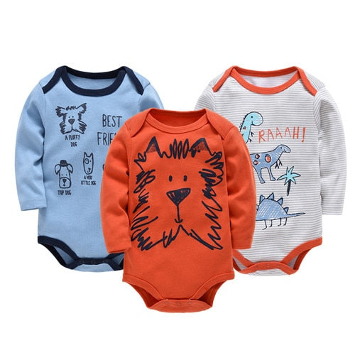 Baby Boys/Girls Long Sleeves Printed Bodysuits Set childrensterritory